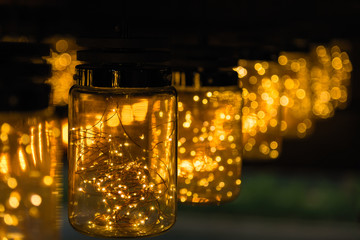 Light lamp decor in christmas day on bokeh background.