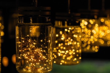 Light lamp decor in christmas day on bokeh background.