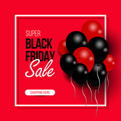Black Friday, Big Sale, black air balloon, creative template on flat design
