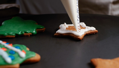 The recipe for making ginger biscuits. glazing of ginger cookies.