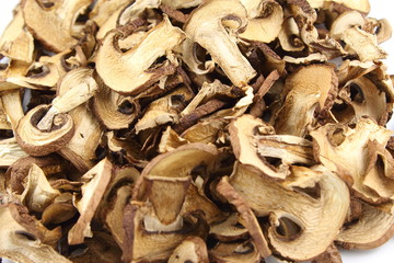 dried mushroom slices food background texture