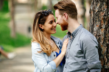Couple sharing emotions outdoor
