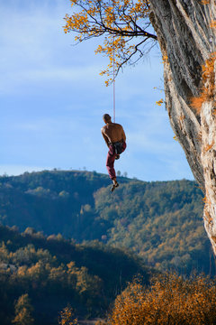 Extreme,autumn,rock climbing