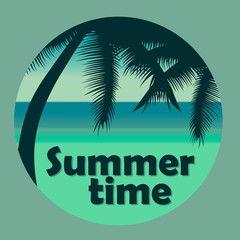 Summer time poster. Flat vector illustration