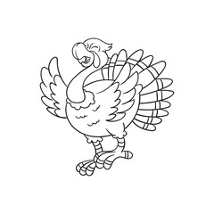 Turkey Cartoon Style for Thanksgiving or Drawing Book for Children