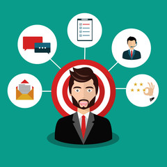 Business customer care service concept. Icons set of contact us, support, help, phone call and website click. Flat vector illustration.