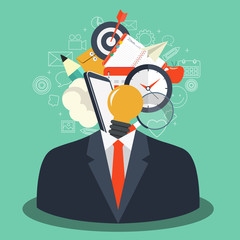 Management icon for business. Flat vector illustration