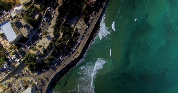 Slow rotating view of Tel Aviv near Jaffa Beach ALTERNATIVE VERSION