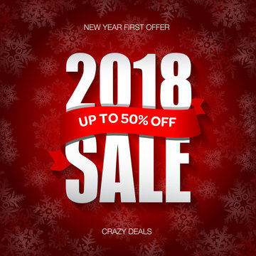 New Year 2018 sale badge, label, promo banner template. Special offer