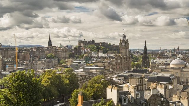 4K Timelapse Video of Edinburgh from Calton Hil, Scotland, United Kingdom