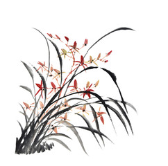 Chinese traditional ink painting of orchid