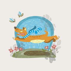 Fototapeta premium Funny cartoon dog, vector illustration