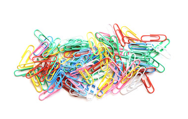 Paper clips isolated on white background