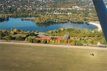 Vue a&eacute;rienne de la Base de Loisirs Val de Seine dans les Yvelines en France
