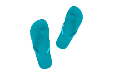 Plastic Blue Flip Flops Slippers on White