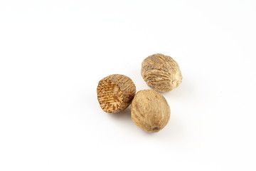 nutmeg seeds isolated on a white background