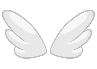 Fototapeta premium Hand drawn angel or bird wing. Outlined drawing element isolated on white background. Vector illustration.