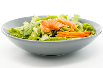 raw fish salad and vegetables fruit