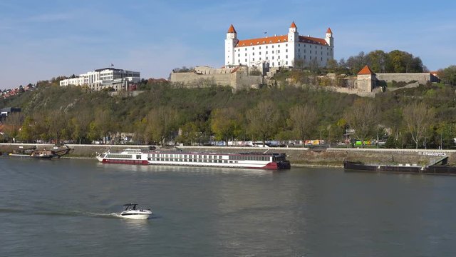 Stary Hrad - ancient castle in Bratislava. Bratislava is occupying both banks of the River Danube and River Morava. Bratislava borders two states, Austria and Hungary.