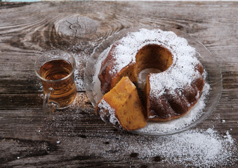 pumpkin cupcake with powdered sugar