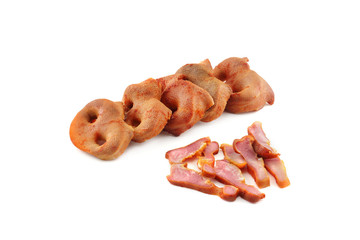 tasty pork snouts on a white background