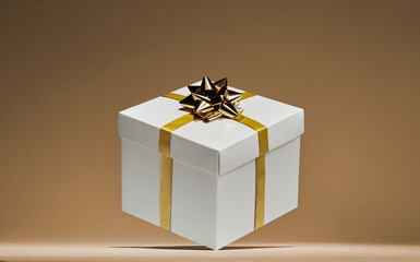 Gift box floating in background