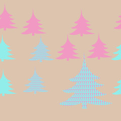 Obraz premium Seamless pattern of spruce Christmas, scribbles. Hand drawn.