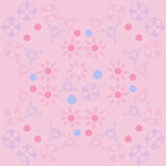 Winter pattern  of elegant snowflakes. Hand drawn.