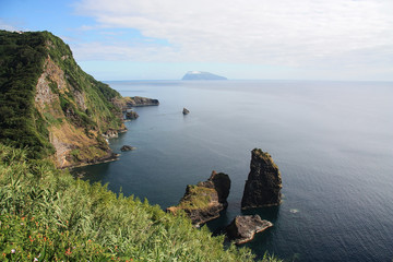 Landschaft der Insel Flores, der  Insel der portugiesischen Inselgruppe der Azoren im Atlantik. 