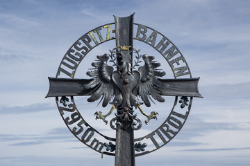 Crest emblem of the Zugspitzbahn at the Austrian side next to the Zugspitze summit station