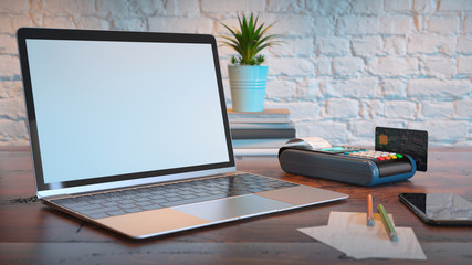 Note book mockup for marketing online and credit card. 3d rendering and illustration.