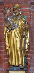 Fototapeta na wymiar LONDON, GREAT BRITAIN - SEPTEMBER 17, 2017: The carved polychrome statue of St. Joseph in church St. Marys Pimlico by unknown artisto from begin of 20. cent.