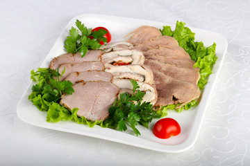 Plate with meat and tongue