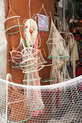 Fishing nets in Cefalu`s streets, Sicily