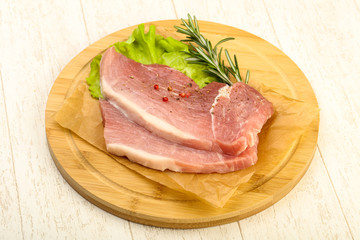 Raw pork steak
