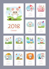 Calendar 2018 year with sheep