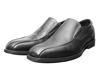 isolated business black leather shoes