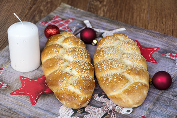 Festive bread plait  for  Christmas