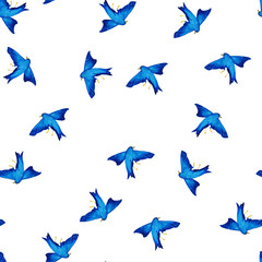 blue bird watercolor pattern