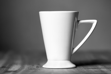 White mug on the desktop