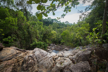 Fototapeta na wymiar Thailand jungle view with rocks and water