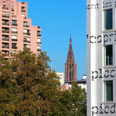 cathedral in background + building - Strasbourg