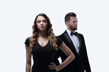 serious young business woman and stylish man