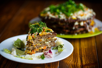 liver pie layer cake stuffed with carrots