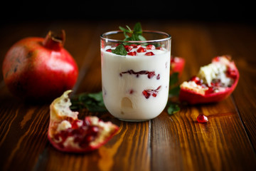sweet homemade yogurt with pomegranate