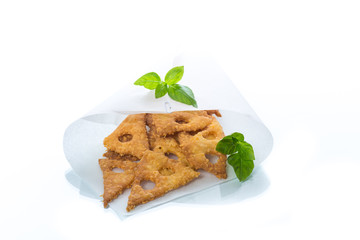 Home cheese crackers in the form of cheese