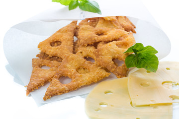 Home cheese crackers in the form of cheese