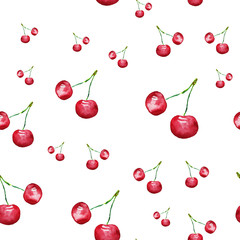 cherry watercolor seamless pattern