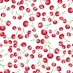 Obraz na płótnie Canvas cherry watercolor seamless pattern