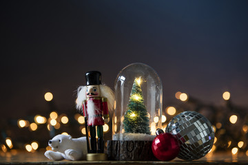 Christmas scene with toys and decorations